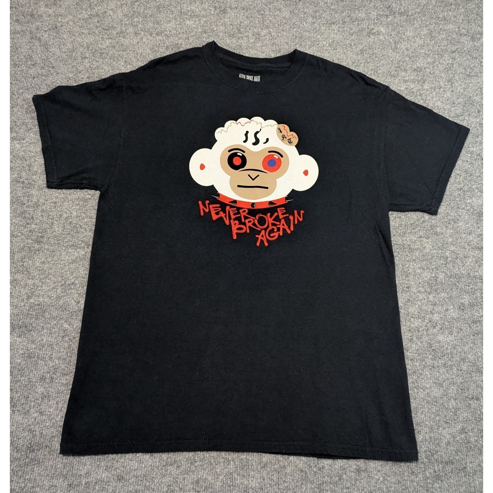 Never Broke Again NBA Youngboy ‎ Monkey Spike Black T-Shirt Men's Size Large